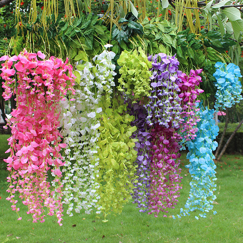 1 24pcs Artificial Wisteria Fake Garden Flowers Vines Hanging 1 24pcs Artificial Wisteria Fake Garden