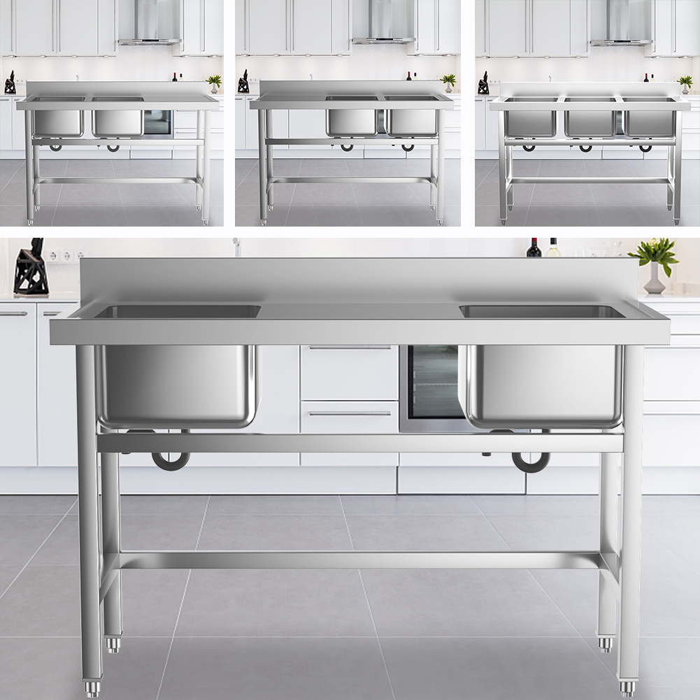 Edelstahlspüle Waschbecken 2 Becken Gemüse Geschirr Spülen Spültisch