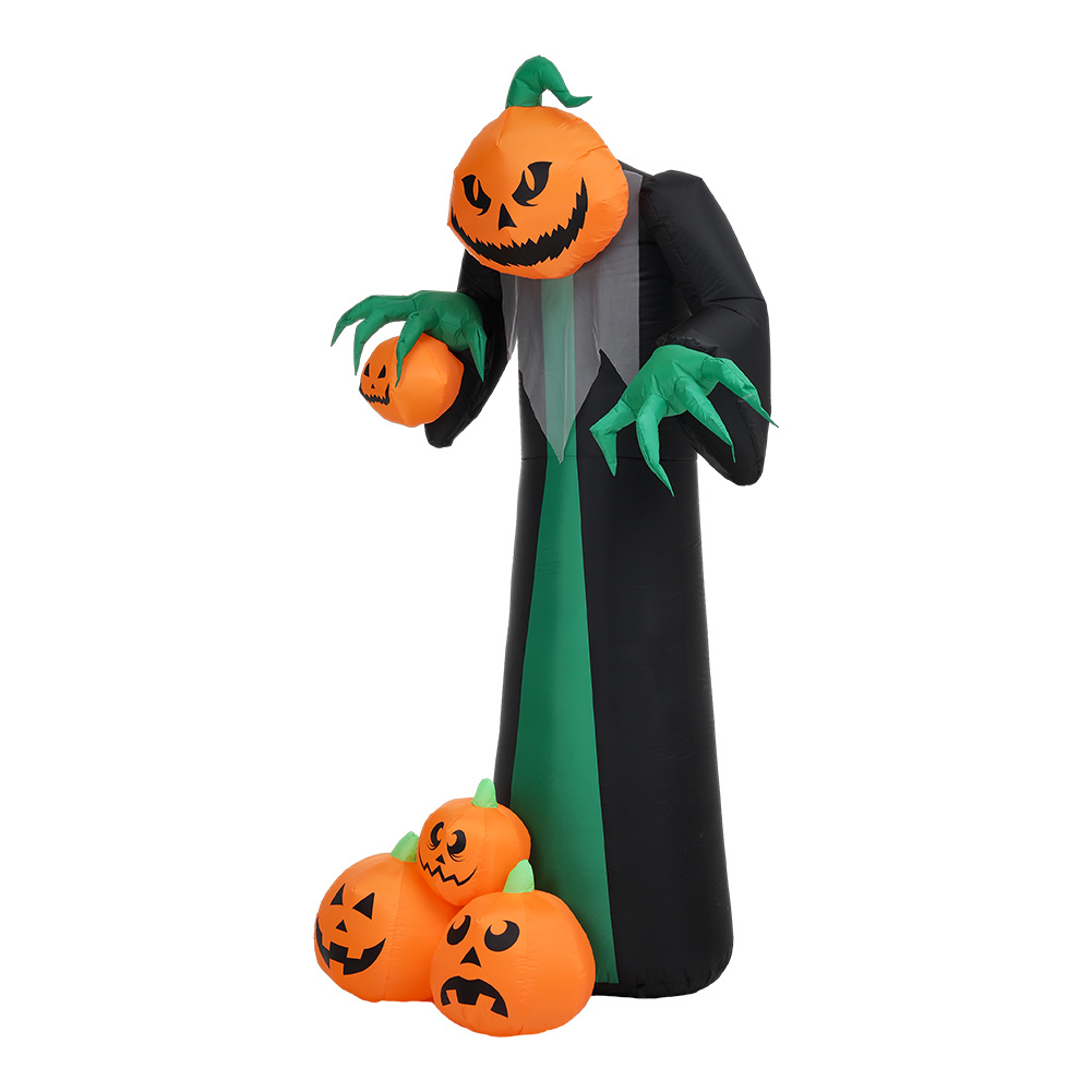 Sizonjoy 6 FT Halloween Inflatable Black Rider With Pumpkin - LED Light-Up Yard Decor For Indoor/Outdoor Parties