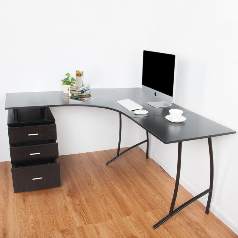 L Shaped Corner Computer Desk Gaming Study Writing Table Drawers Modern Wooden L Shape Corner Computer Pc Laptop Desk Study Table With 3 Drawers Chest Cabinet Home Office Furniture