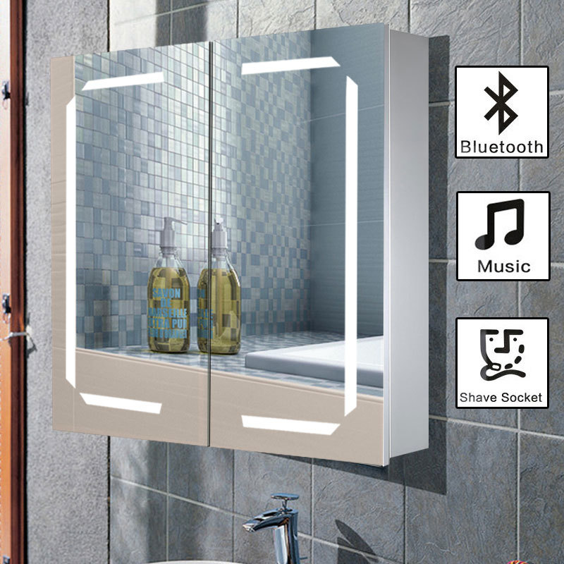 Details About Wall Hung Led Illuminated Bathroom Mirror Cabinet Shaver Socket Bluetooth Sensor