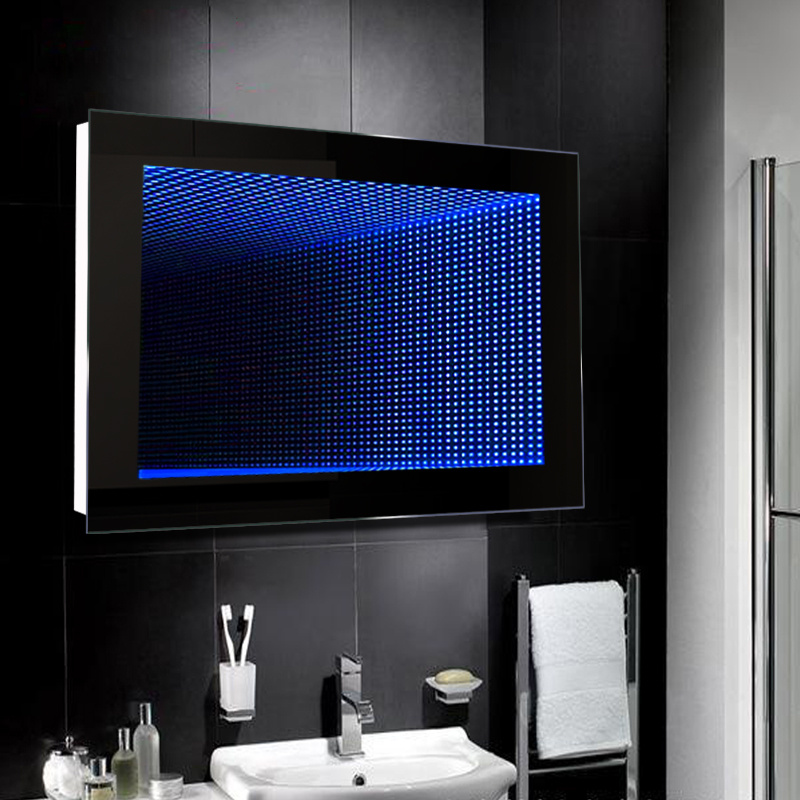 Details About Illuminated Rectangular Infinity Mirror With Blue Led Lights Up Wall Hanging Dec