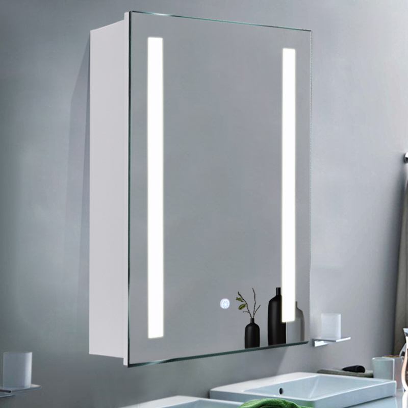 Details About Bathroom Mirror Cabinet Shelf With Led Lights Illuminated Demister Touch Sensor