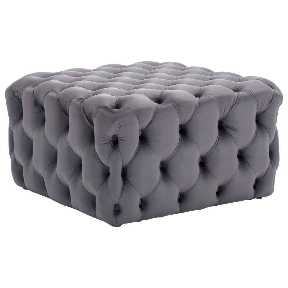 Chesterfield Velvet Coffee Table Pouffe EXTRA Large Footstool Grey 100cm Pouffes eBay