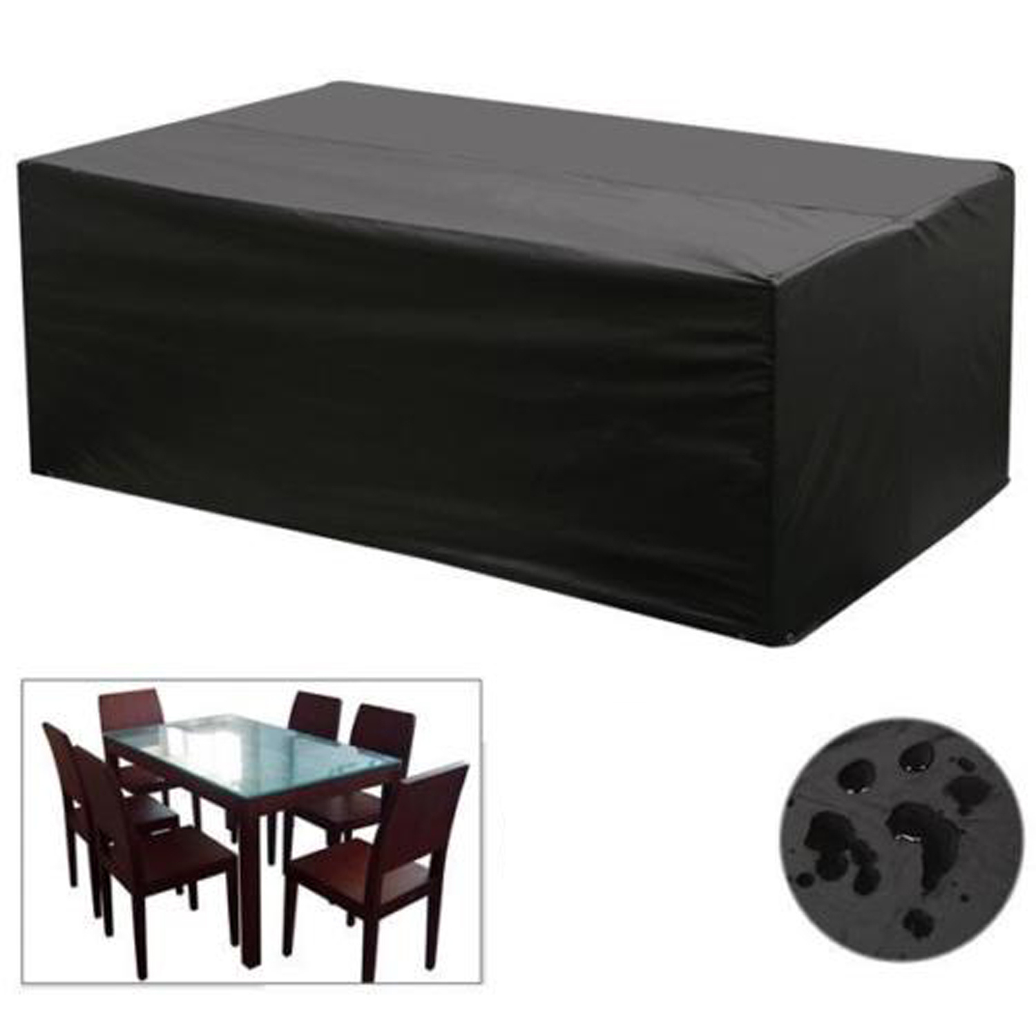 Black Waterproof Patio Furniture Cover for Outdoor Garden Rattan Table