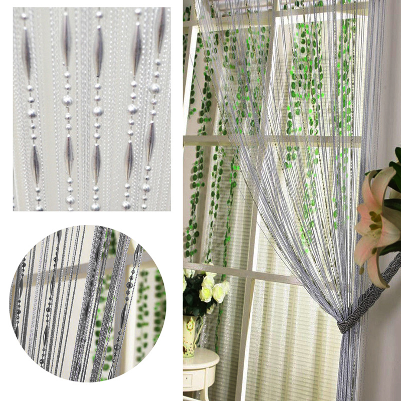 2m Gray Tassel Door Curtain Panel Fly Screen Chain String Doorways