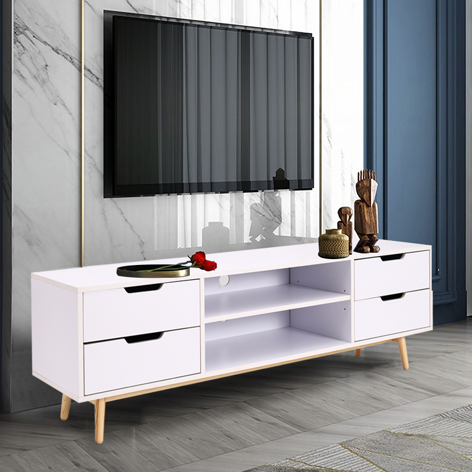 Scandinavian Tv Stand Nordic Sideboard Cabinet W 4 Drawers Low