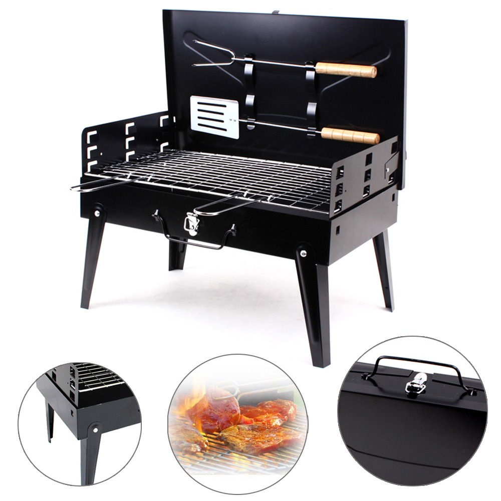 FOLDABLE FLAT PACK SUITCASE BBQ BARBECUE OUTDOOR CAMPING PORTABLE