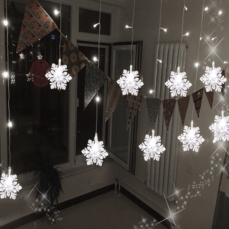 3m Snowflake String Curtain Light Christmas Xmas Bay Window Wall
