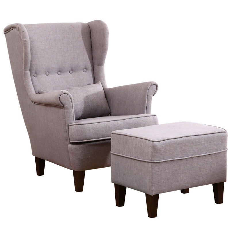Button Back Home Office Leisure Sofa Upholstered Armchairs Sofa with Wooden Legs
