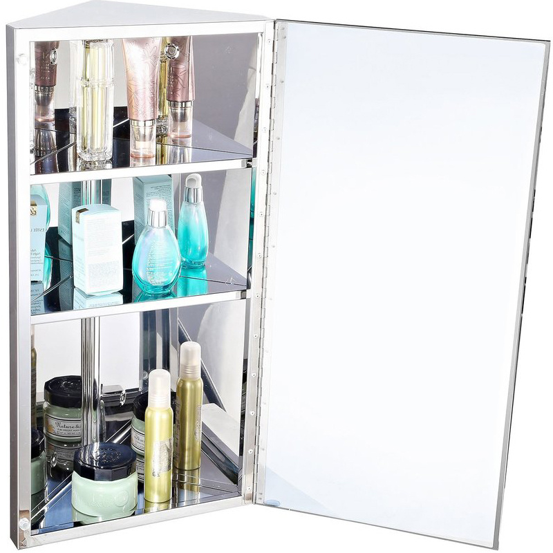 Stainless Steel Wall Hung Bathroom Corner Mirror Storage ...