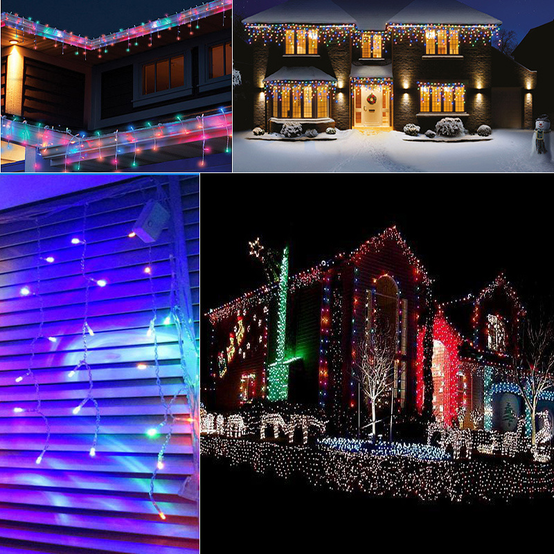 Warm White 7M 144Led Icicle Christmas Outdoor Indoor Fairy Lights Hanging 8 Mode eBay