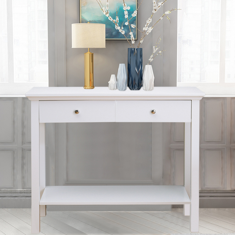 Wooden White Painted Console Table Corner Storage Dressing Tables W Details About Wooden White Painted Console Table Corner Storage Dressing Tables W Shelf Drawer