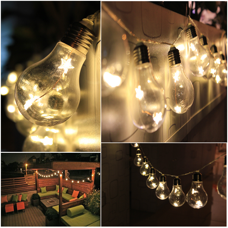 Battery Large Festoon Bulb String Fairy Lights Backyard Warm 2M 20 LED Christmas eBay