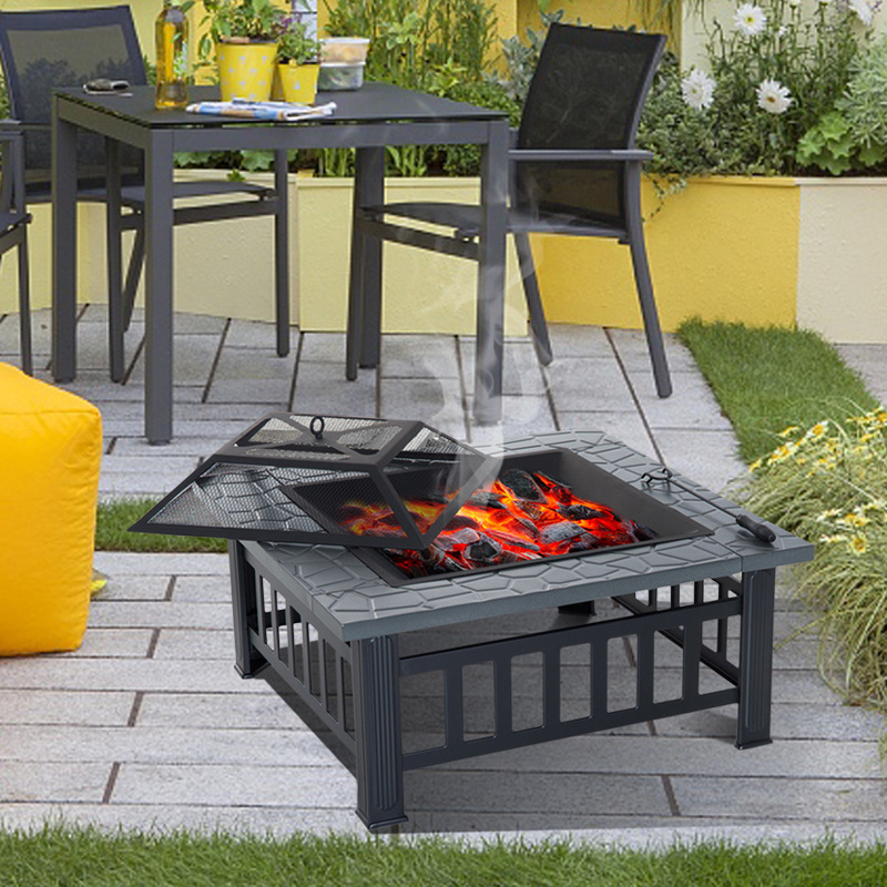 Garden Patio Square Table Firepit Heater Outdoor Chimenea Bowl