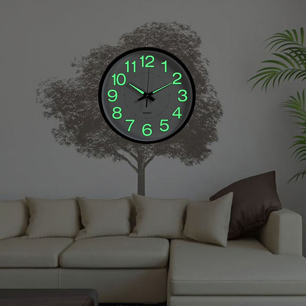 30cm Round Numerals Illuminated Wall Clock Fluorescence Luminous Home Bedroom UK eBay