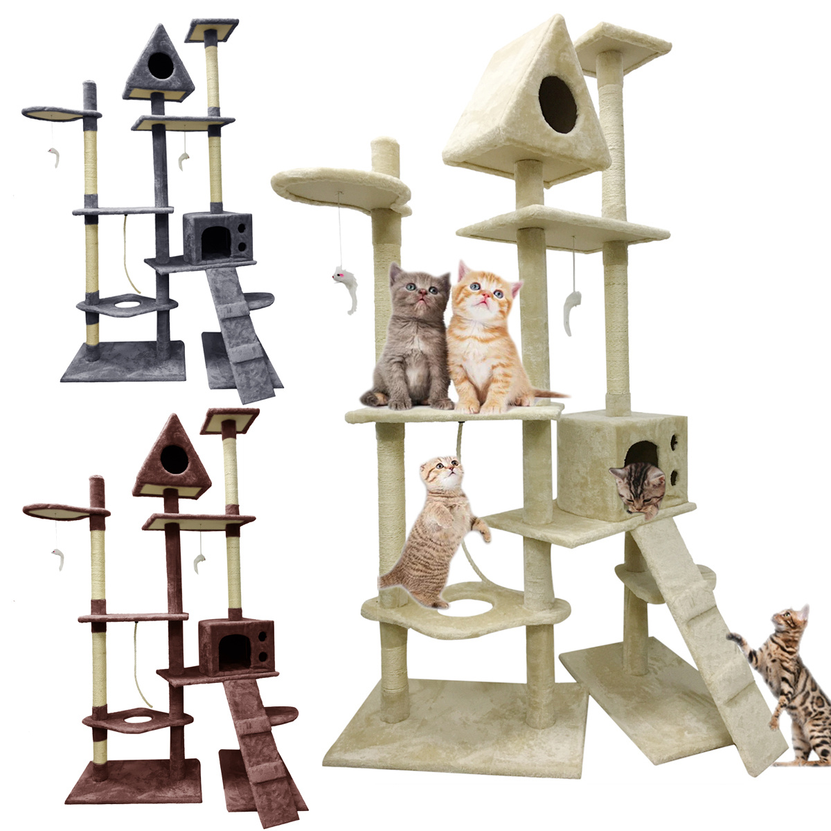 180cm Extra Large Kitten Cat Tree Scratching Post Climbing Tower Bed