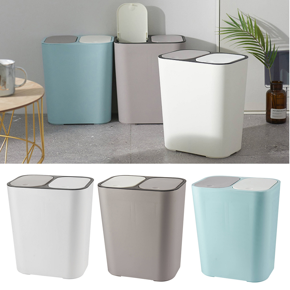 Double Recycling Trash Can Kitchen Waste Bin Duo Rubbish Dustbin