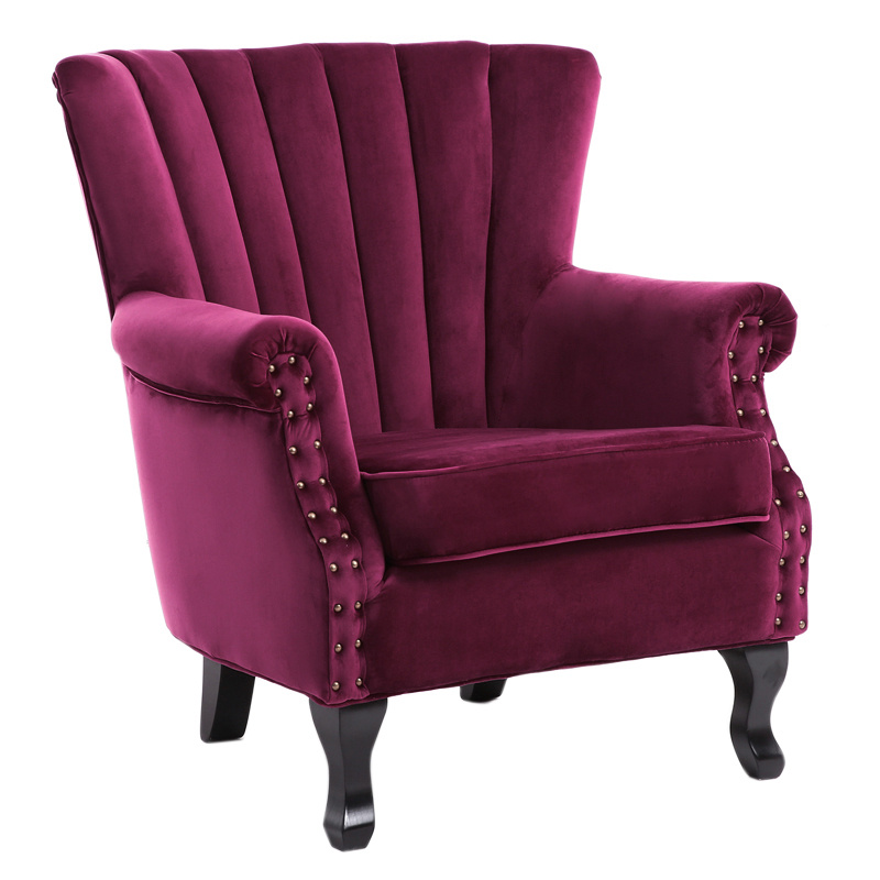 Velvet Occasional Chairs Wing High Back Tub Armchairs Fireside Conversation Sofa
