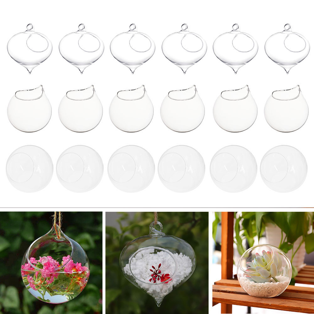 12 X Clear Round Glass Christmas Tree Baubles Spheres Ornaments Decoration 6cm by Succulent Style