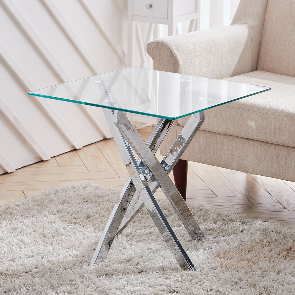 DORTALA Tempered Glass Coffee Table - Modern Inverted U Design, 42.5"x20"x14", 300 Lbs Capacity, No Assembly Needed