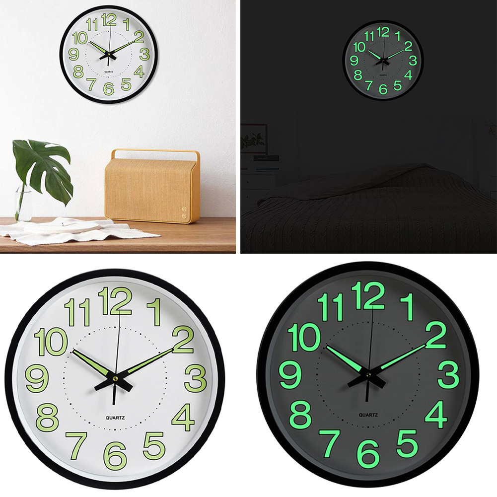 30cm Round Numerals Illuminated Wall Clock Fluorescence Luminous Home