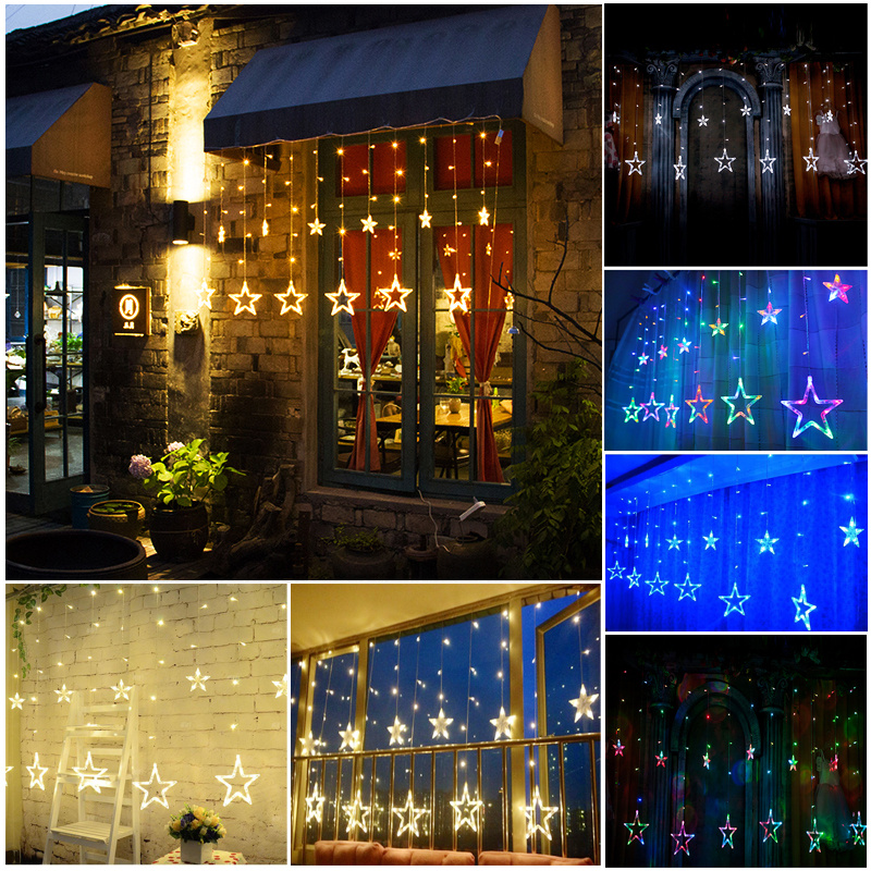 White 168LED Acrylic Star Pendant Fairy String Light Curtain Window Bedroom Door eBay