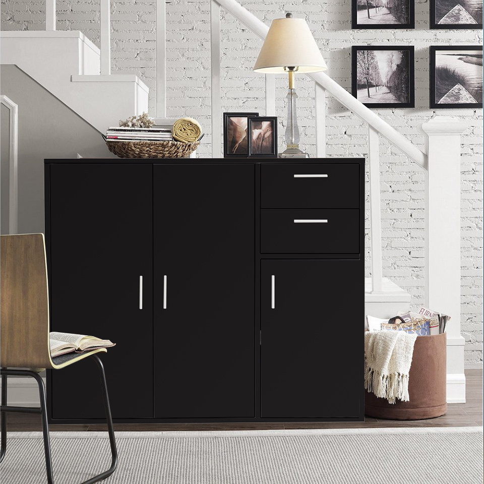 Details About Modern Black Home Office Storage Cabinet Hallway Organizer Shoes