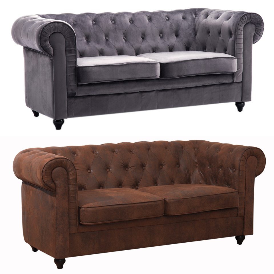 Details About Chesterfield Leather Tan Fabric Sofa Deep Seat Sofas 2 Seater Couch Settee Chair