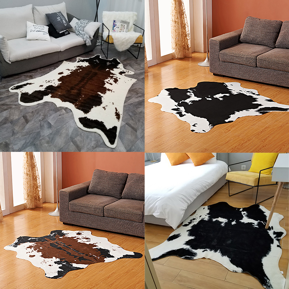 Large Faux Cow Hide Rug Leather Rugs Skin Area Carpet Washable Mats Mix