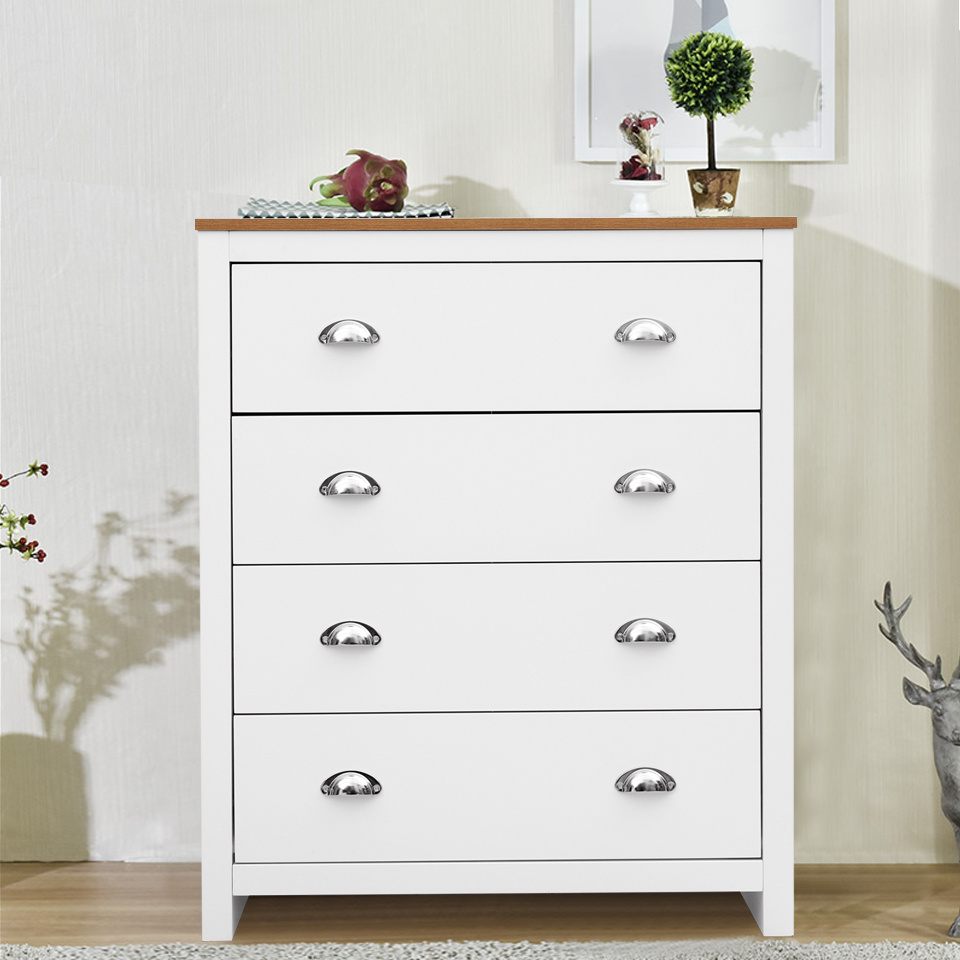 4 Drawer Set White Oak Storage Cabinet Chest Of Drawers Wooden