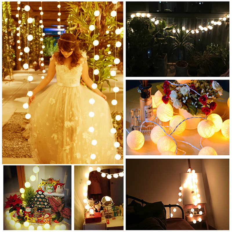 20 Thai Style White Cotton Globe Ball Fairy String Lights Wedding Marquee Gazebo