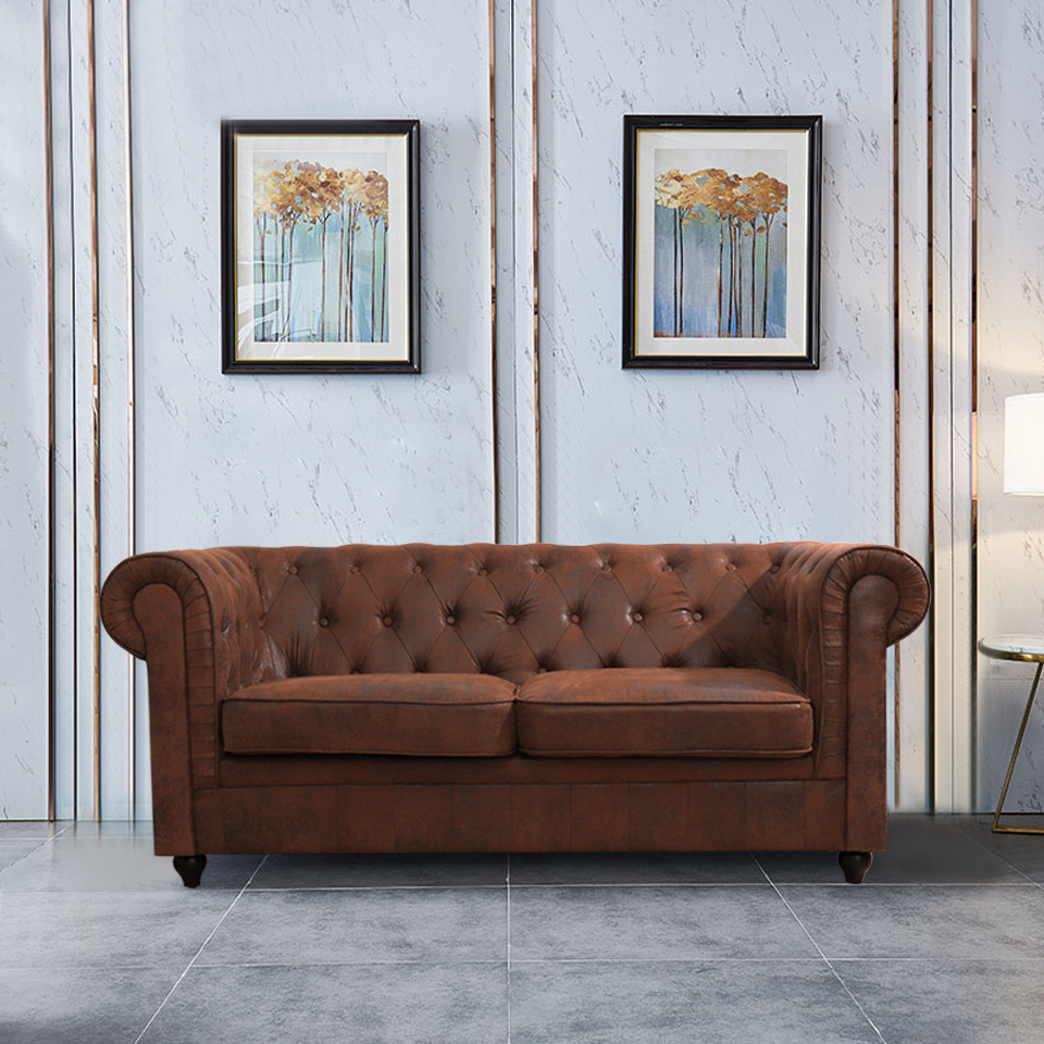 Modern Buttoned Chesterfield Sofas Durable Leather Studio