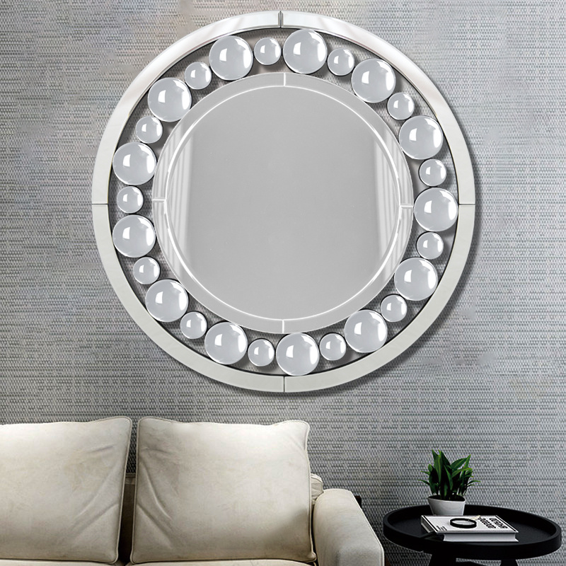 Modern Round Wall Mirror Glass Make Up Walls Bevelled Decorative