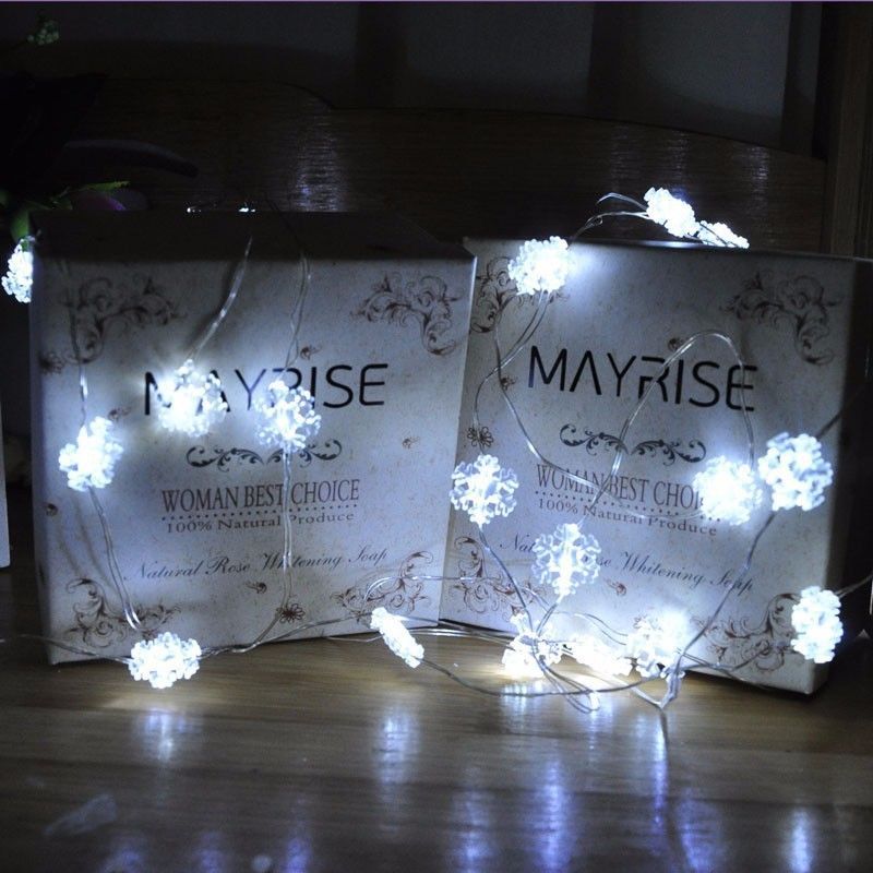 20 Leds Snowflake Fairy String Light Battery Operated Garland Bottle Vase Flower