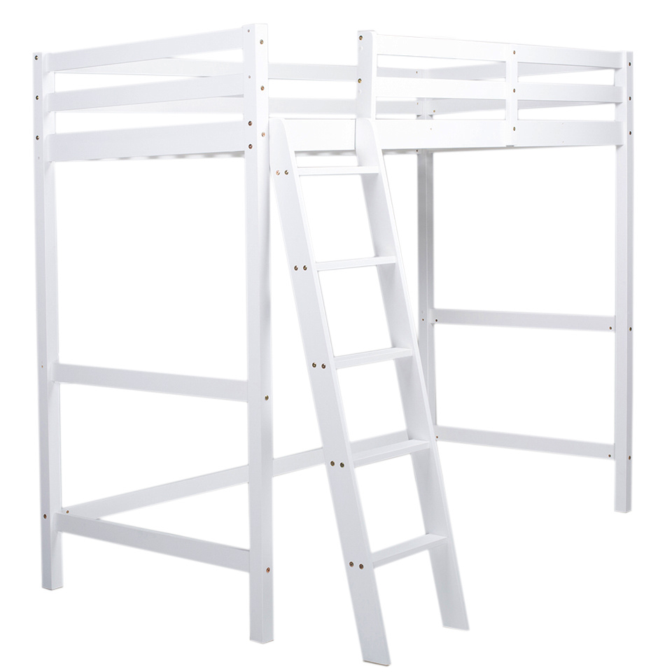 3ft High Sleeper Beds Frame White Wooden Loft Cabins for Kids Adult 198x95x172cm