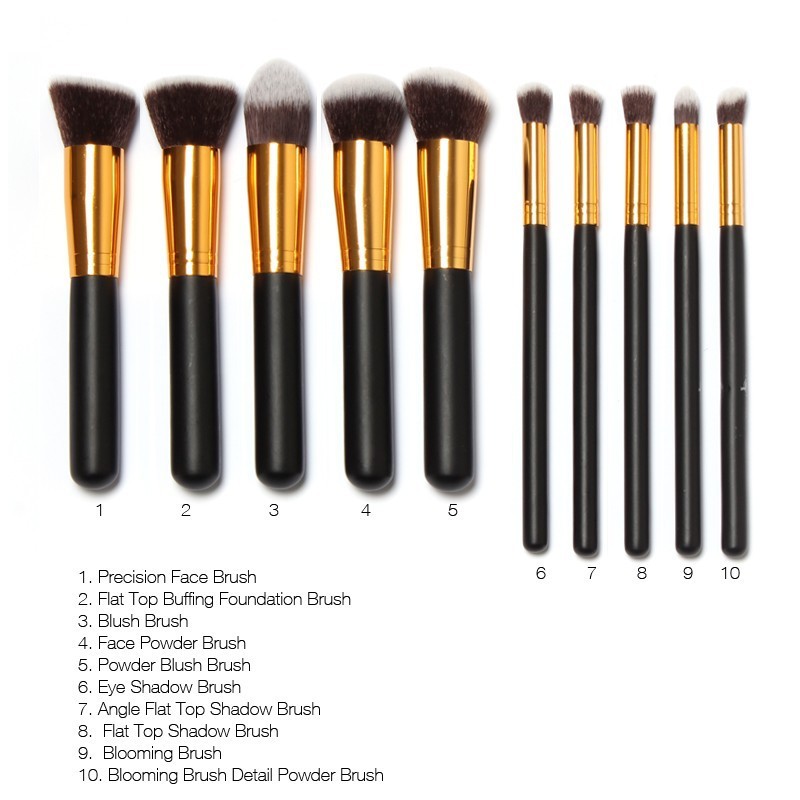 10pcs Kabuki Style Professional Make up Brush Set Foundation Blusher Face Powder eBay