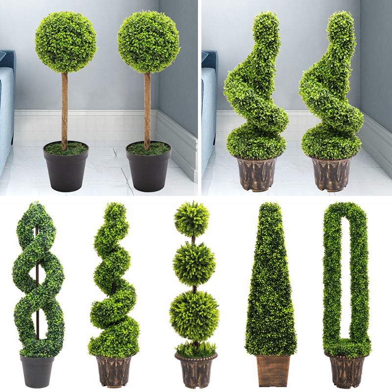 1 2pcs Large Potteds Topiary Trees Miniascapes Outdoor Artificial 1 2pcs Large Potteds Topiary Trees