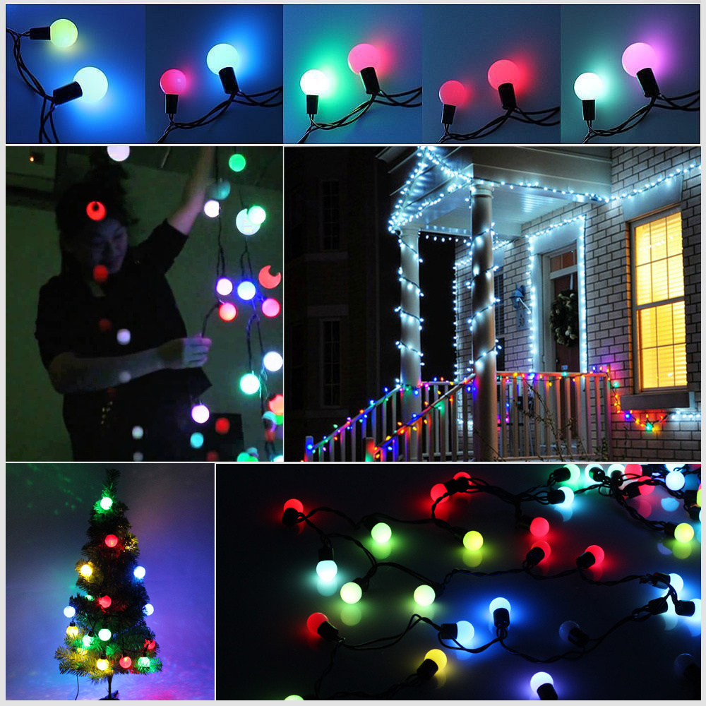 MULTI COLOUR LED FESTOON GLOBE BULB INDOOR OUTDOOR STRING CHRISTMAS FAIRY LIGHTS eBay