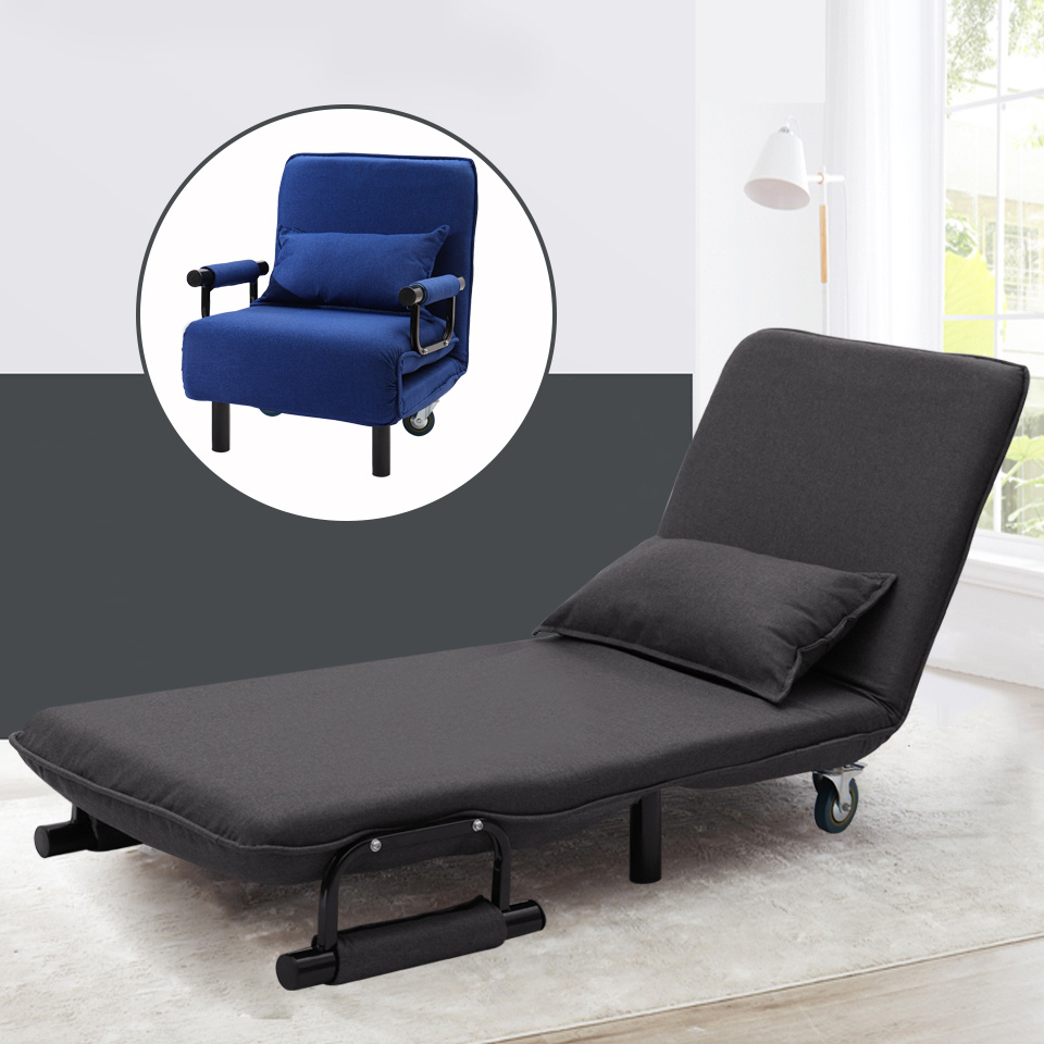 Details About 2 In 1 Sofa Bed Folding Futon Chair Single Sleep Guest Armchair Recliner Wheeled