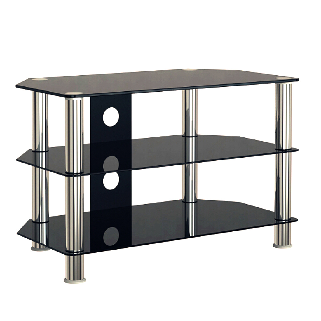 Desktop Black Glass TV Stand Gloss 3 Shelf for 3055 Inch LCD