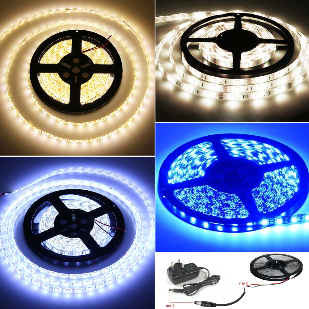 5M 3528 Flexible Cutable 300LED RGB Light Strip 12Volt Remote Mood Tape SMD Lamp