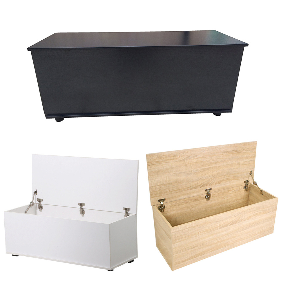 Plain Wooden Storage Ottoman Bench Chest Organizer Chair with Locking Hinged Top eBay