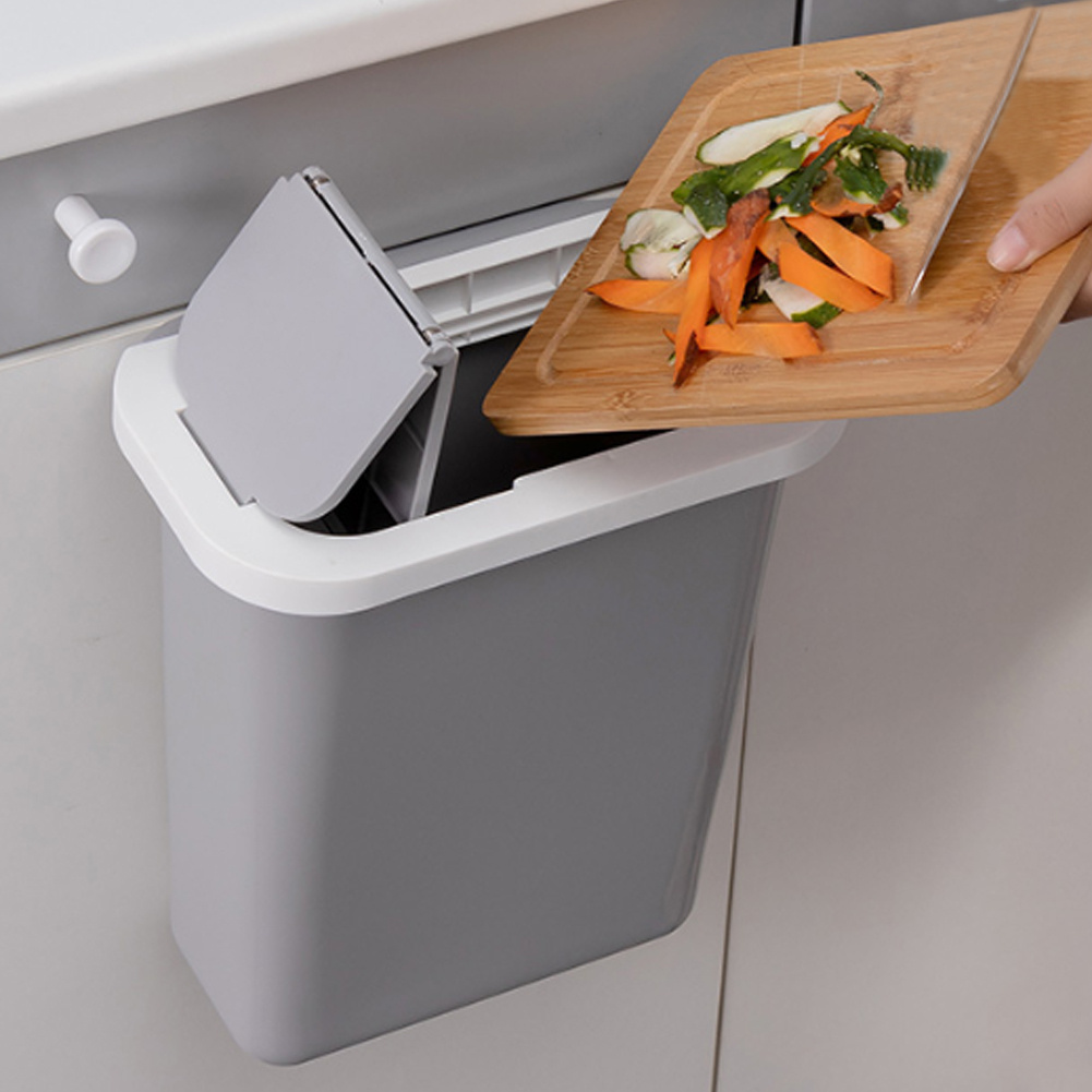 Hanging Trash Can Kitchen Door with Lid WallMounted Waste Bins