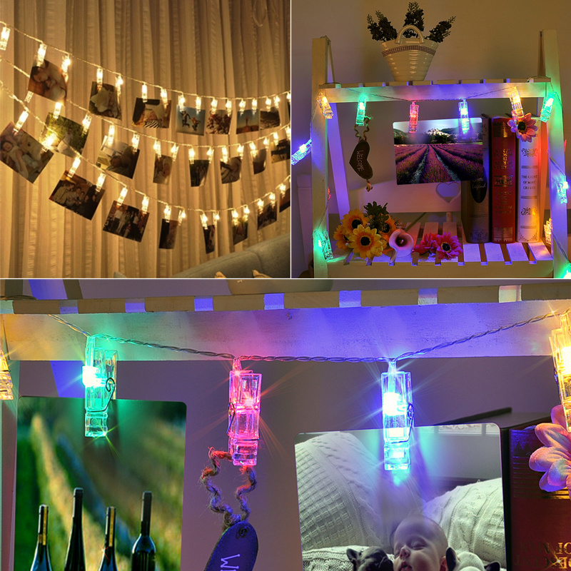 20/40LED Peg Clip Hanging Photo Picture Fairy String Light Bedroom Children Room eBay