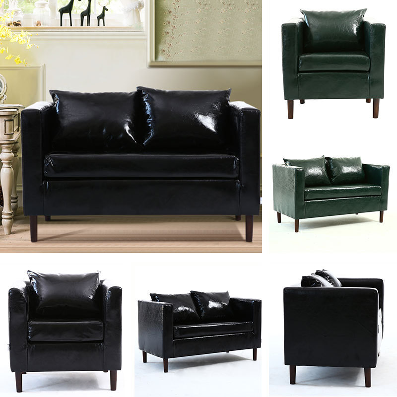 Details About Large 2 Seater Settee Faux Leather Sofa Couch Loveseat Lounge Tub Armchair Black