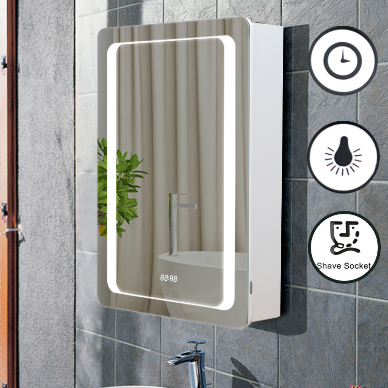 Bathroom 6000k Led Mirror Cabinet Clock Toothbrush Shaver Socket Bathroom 6000k Led Mirror Cabinet Clock