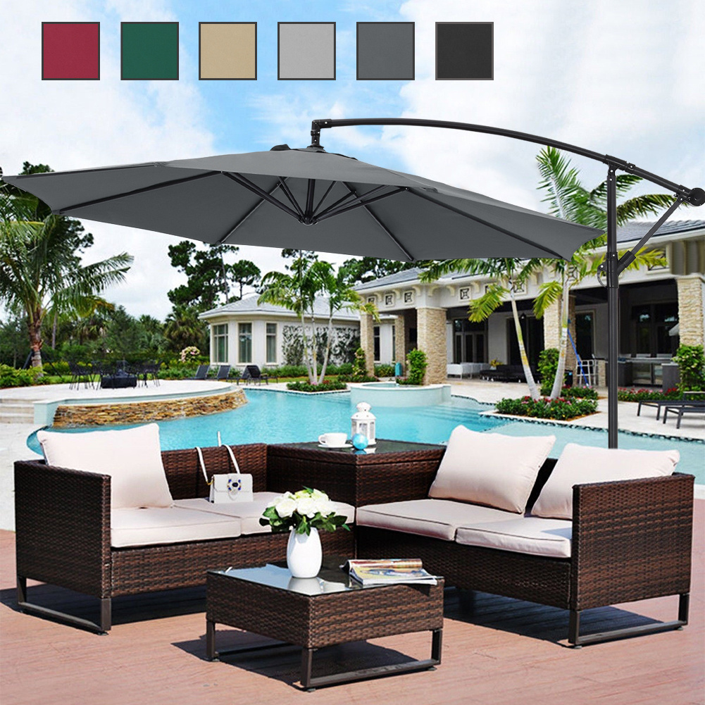 Garden Sun Parasol 3M Banana Hanging Outdoor Umbrella Cantilever And