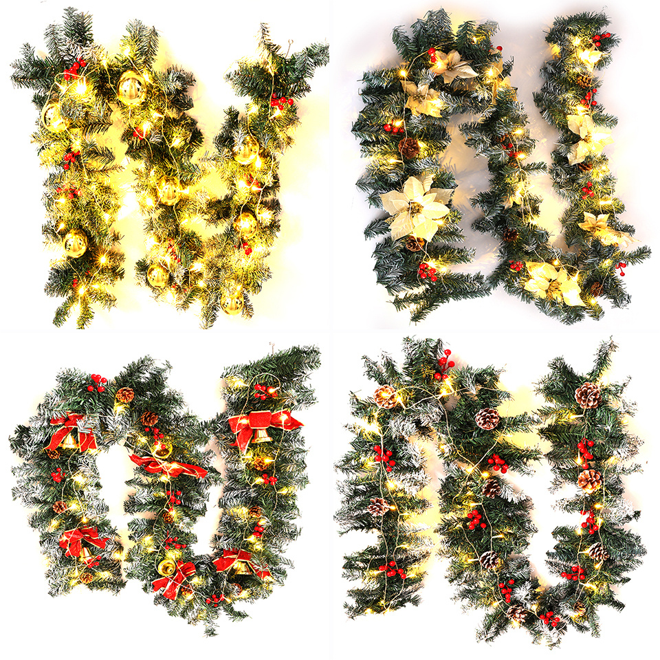 Xmas Garland Fireplace Decoration 50led Lights Pre Lit Pine Fir
