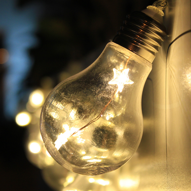 Warm White 10 Edison Bulbs 20 Stars LED 8.2FT String Fairy Lights Parasol Gazebo eBay